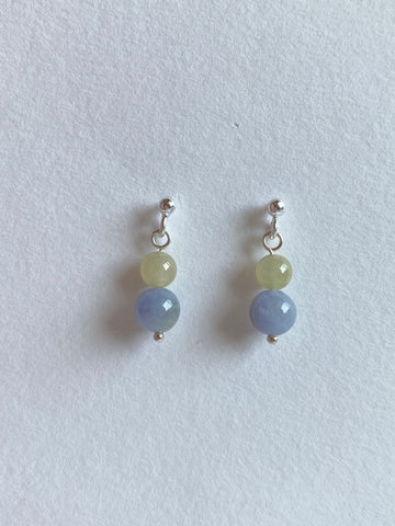 Lavender and Yellow Translucent Jadeite Drop Earrings