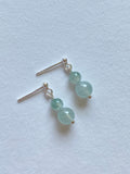 Light Green and Floating Green Translucent Jadeite Drop Earrings