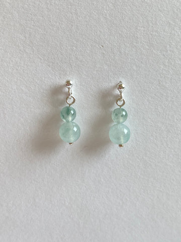 Light Green and Floating Green Translucent Jadeite Drop Earrings