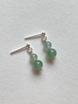 Dark Green and Light Green Translucent Jadeite Drop Earrings