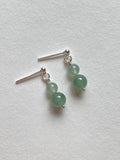 Dark Green and Light Green Translucent Jadeite Drop Earrings
