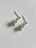 Dark Green and Light Green Translucent Jadeite Drop Earrings