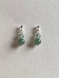 Dark Green and Light Green Translucent Jadeite Drop Earrings