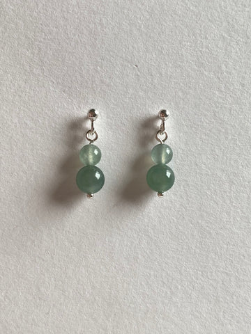 Dark Green and Light Green Translucent Jadeite Drop Earrings