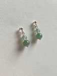 Dark Green and Light Green Translucent Jadeite Drop Earrings