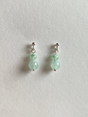 Floating Green Translucent Jadeite Drop Earrings