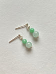 Apple Green and Light Green Translucent Jadeite Drop Earrings