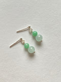 Apple Green and Light Green Translucent Jadeite Drop Earrings