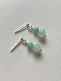 Apple Green and Light Green Translucent Jadeite Drop Earrings