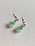 Apple Green and Light Green Translucent Jadeite Drop Earrings