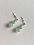Apple Green and Light Green Translucent Jadeite Drop Earrings