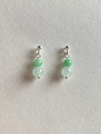 Apple Green and Light Green Translucent Jadeite Drop Earrings