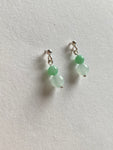Apple Green and Light Green Translucent Jadeite Drop Earrings
