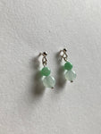 Apple Green and Light Green Translucent Jadeite Drop Earrings