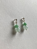 Apple Green and Light Green Translucent Jadeite Drop Earrings