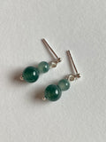 Floating Bluish Green Translucent Jadeite Drop Earrings