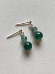 Floating Bluish Green Translucent Jadeite Drop Earrings