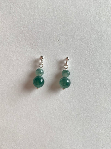 Floating Bluish Green Translucent Jadeite Drop Earrings