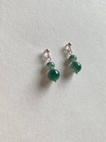 Floating Bluish Green Translucent Jadeite Drop Earrings
