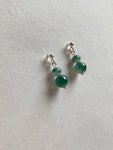 Floating Bluish Green Translucent Jadeite Drop Earrings