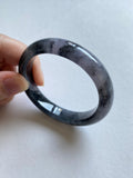Black Lavender Translucent Jadeite Oval Bangle