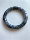 Black Lavender Translucent Jadeite Round Bangle