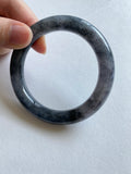 Black Lavender Translucent Jadeite Round Bangle