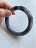 Black Lavender Translucent Jadeite Round Bangle
