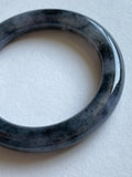 Black Lavender Translucent Jadeite Round Bangle